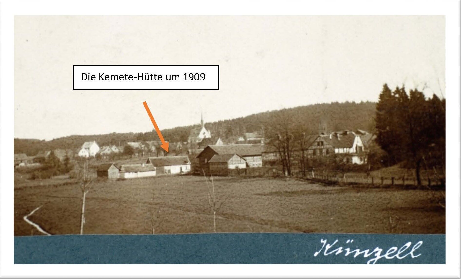 Alte Kemete Hütte um 1909. Der Dannebuckel ist noch bewaldet.