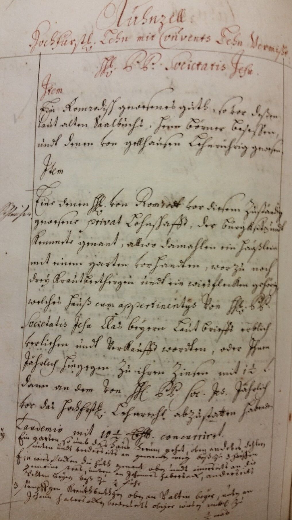 Kühnzell Hochfürstliches Lehen mit Conventslehn Vermißt 1708 Saalbuch HH Socitatis Jesu