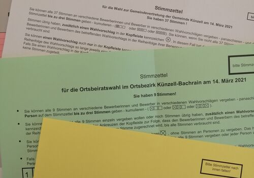 Stimmzettel Kommunalwahl 2021
