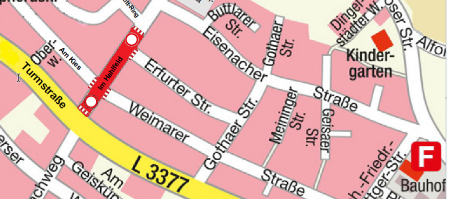 Straßensperrung Hahlfeld