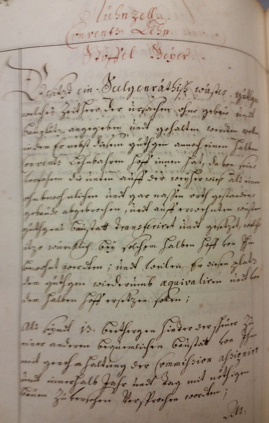 Urkunde aus dem Saalbuch von 1708