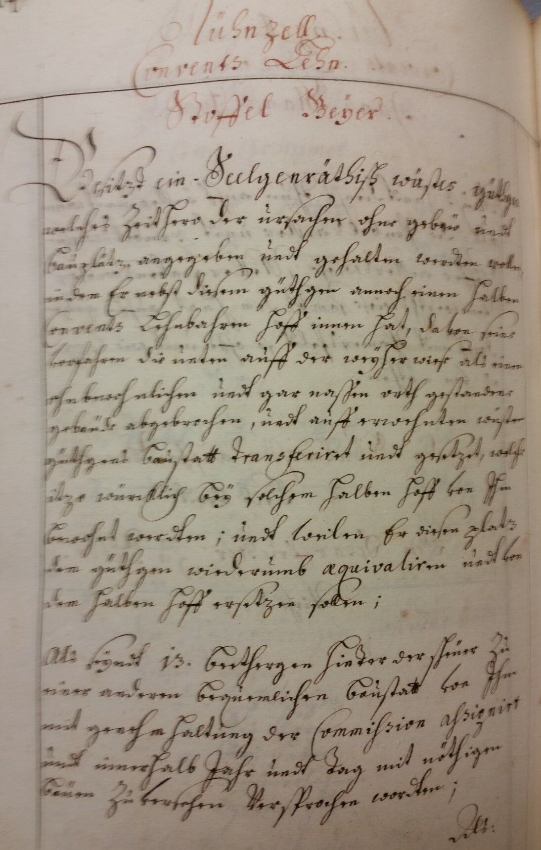 Urkunde aus dem Saalbuch von 1708