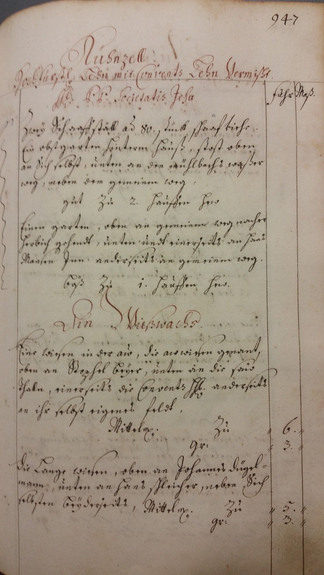 Urkunde aus dem Saalbuch von 1708