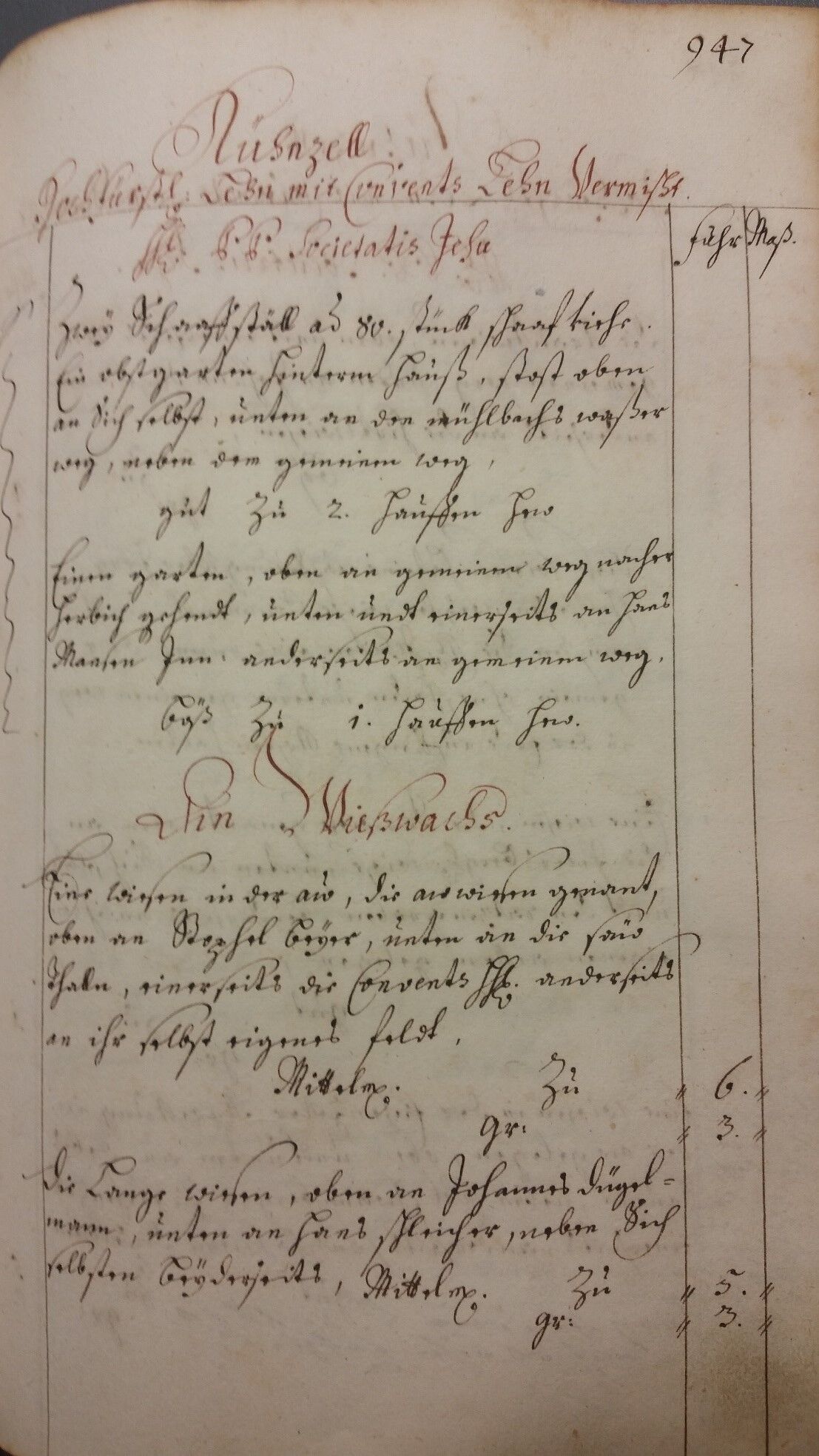 Urkunde aus dem Saalbuch von 1708